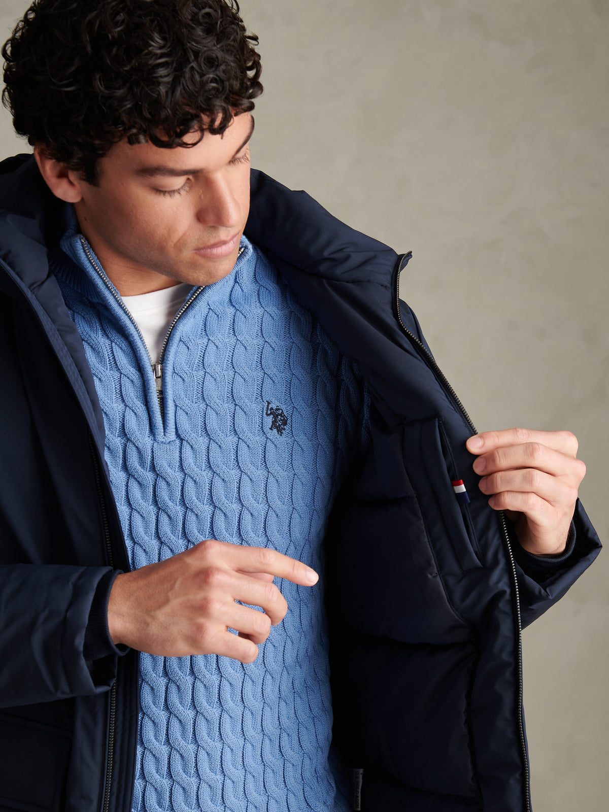 Mens Smart Short Padded Jacket Dark Sapphire Navy