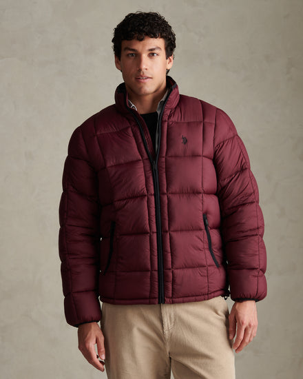 Mens Box Quilt Puffer Jacket Fig