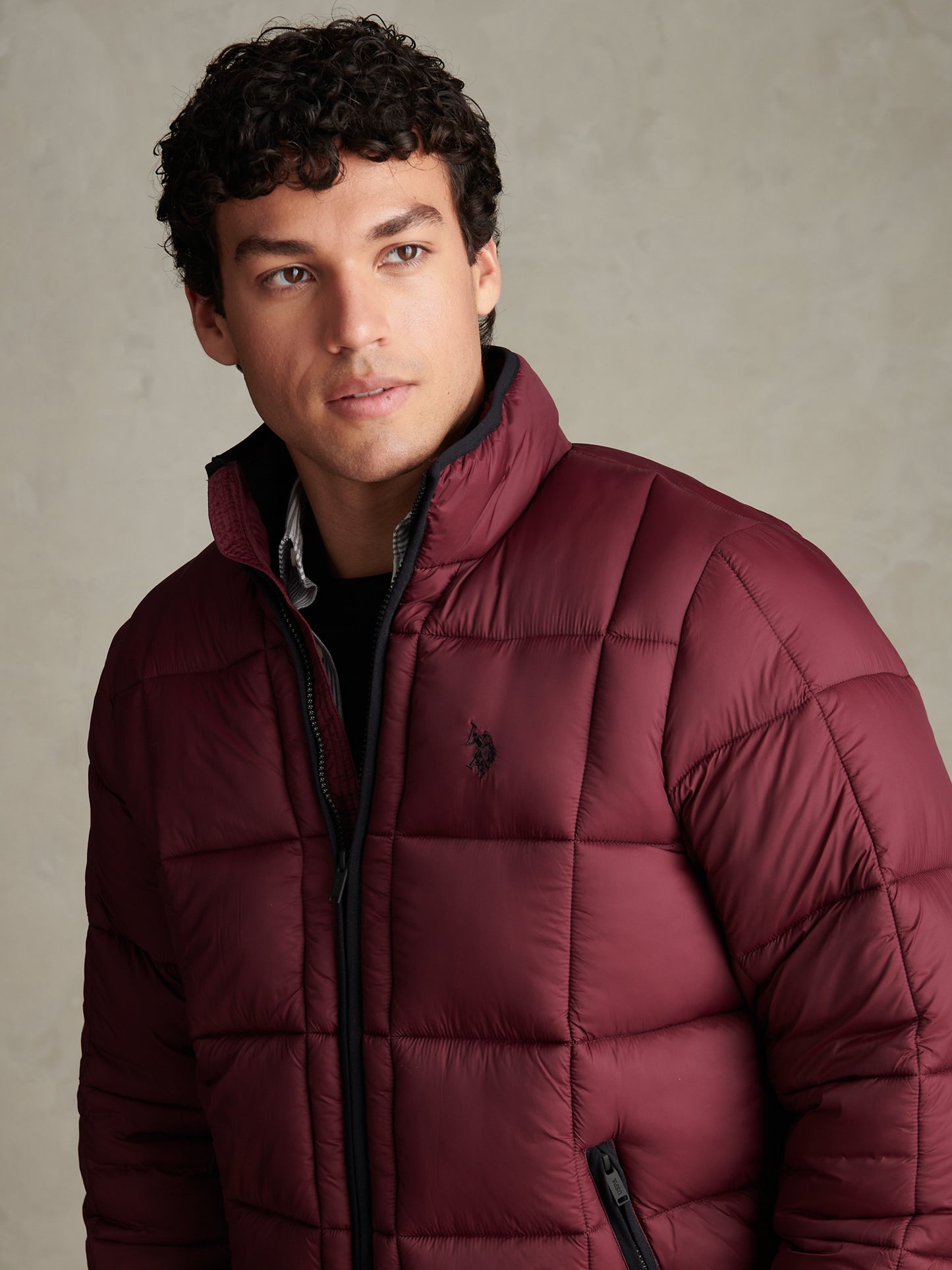 Mens Box Quilt Puffer Jacket Fig