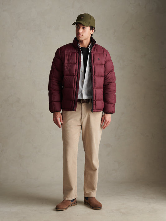 Mens Box Quilt Puffer Jacket Fig