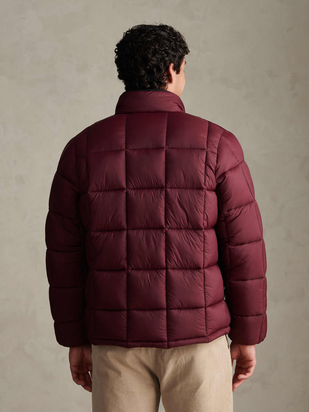 Mens Box Quilt Puffer Jacket Fig
