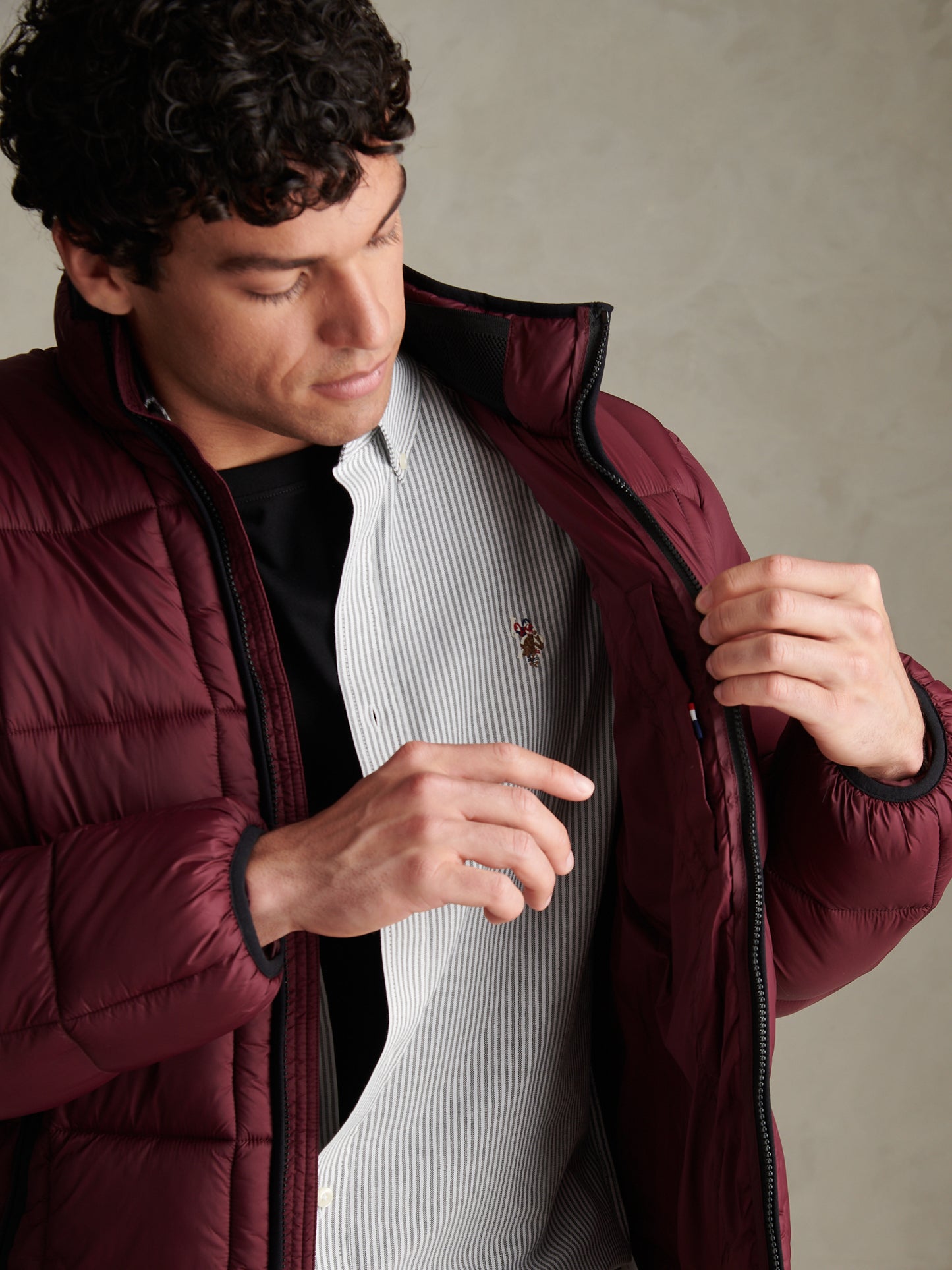 Mens Box Quilt Puffer Jacket Fig
