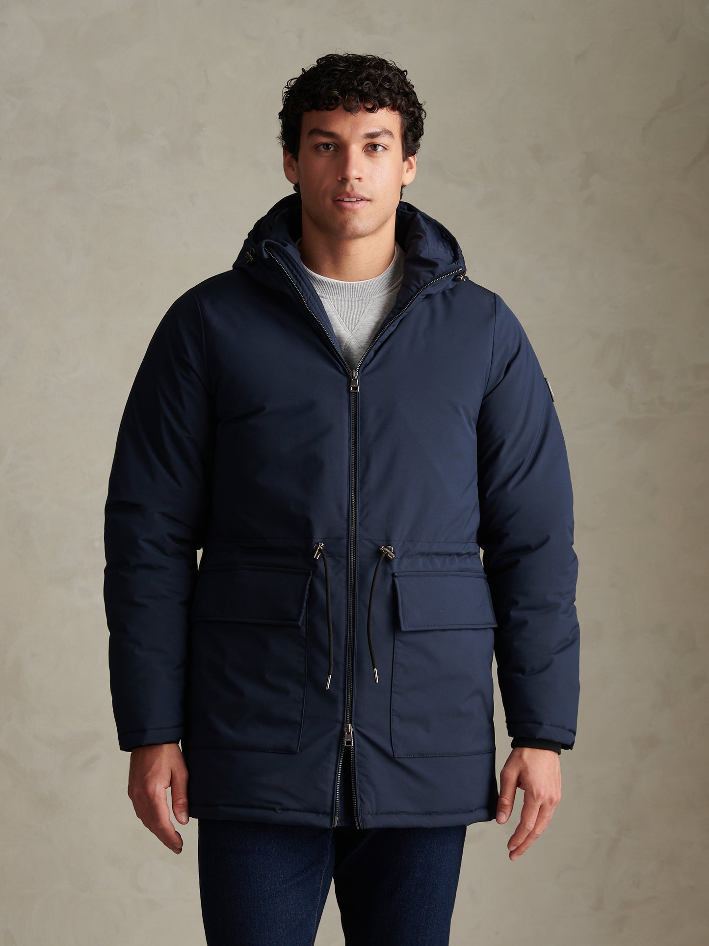 Mens Smart Longline Padded Parka Dark Sapphire Navy