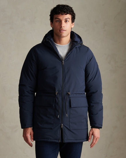 Mens Smart Longline Padded Parka Dark Sapphire Navy