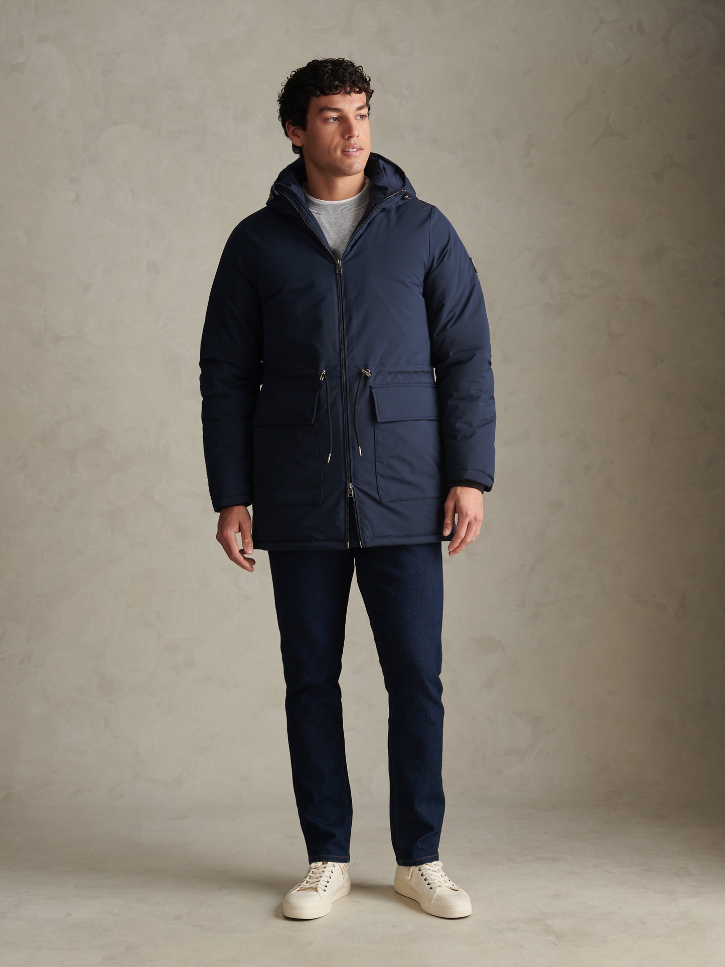 Mens Smart Longline Padded Parka Dark Sapphire Navy