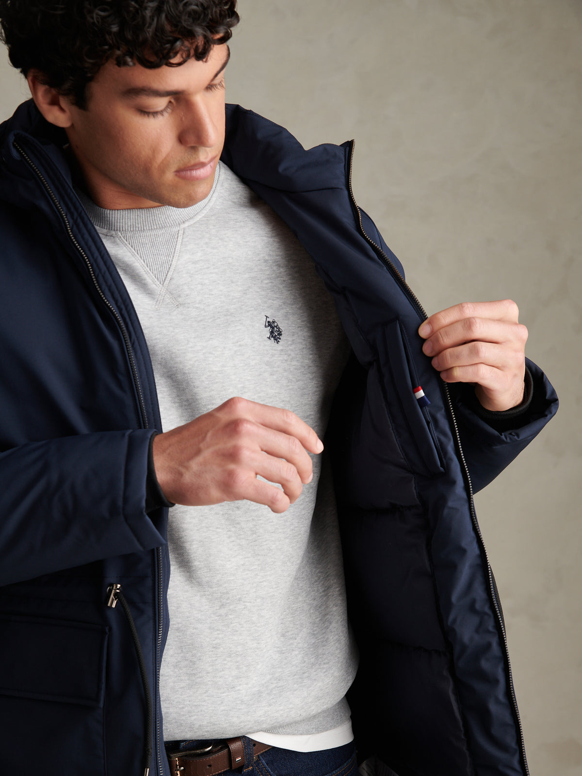 Mens Smart Longline Padded Parka Dark Sapphire Navy