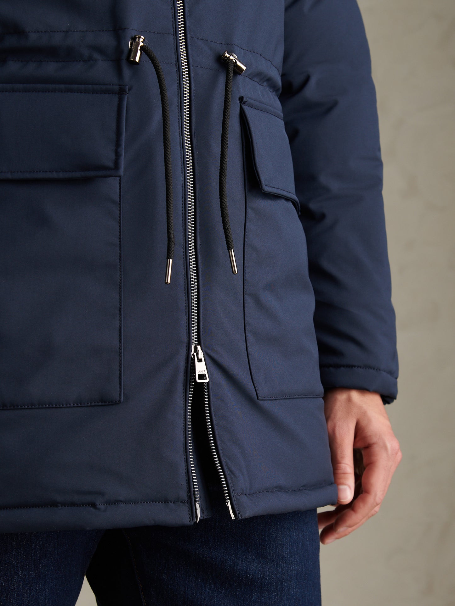 Mens Smart Longline Padded Parka Dark Sapphire Navy