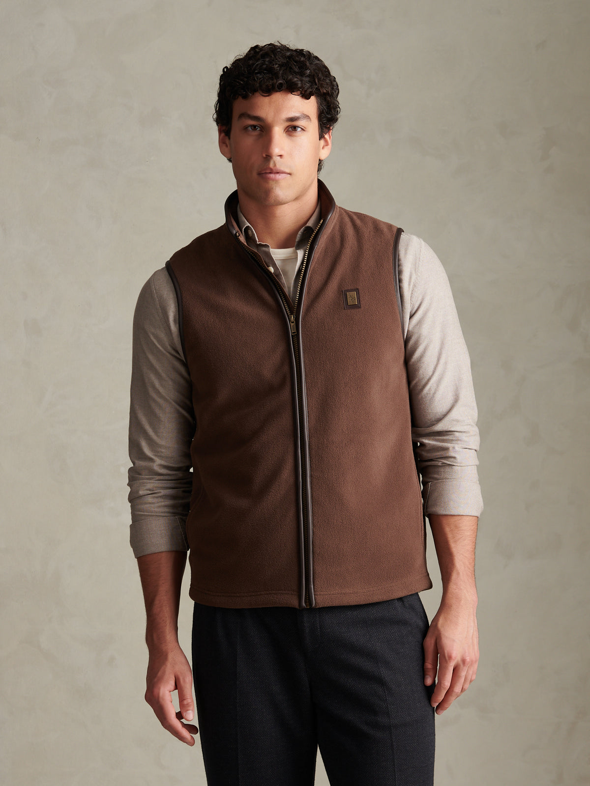 Mens Heritage Micro Fleece Gilet Bracken