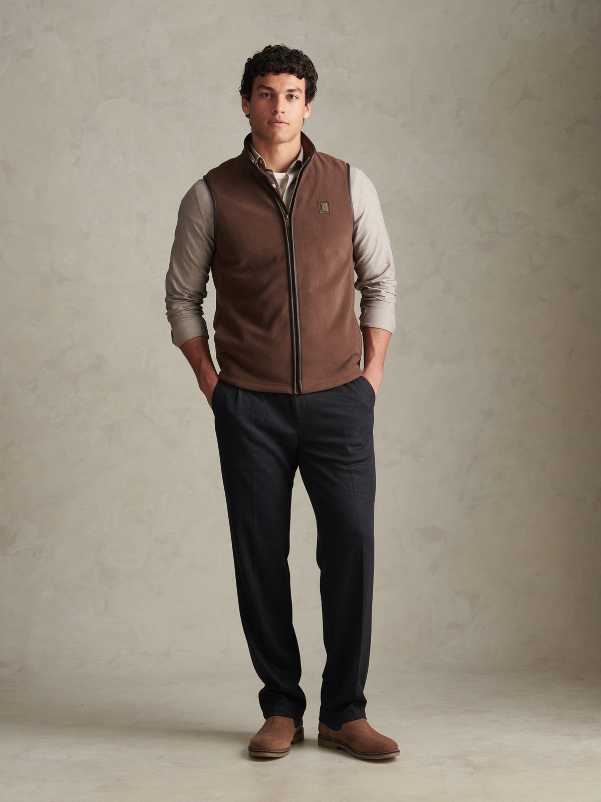 Mens Heritage Micro Fleece Gilet Bracken