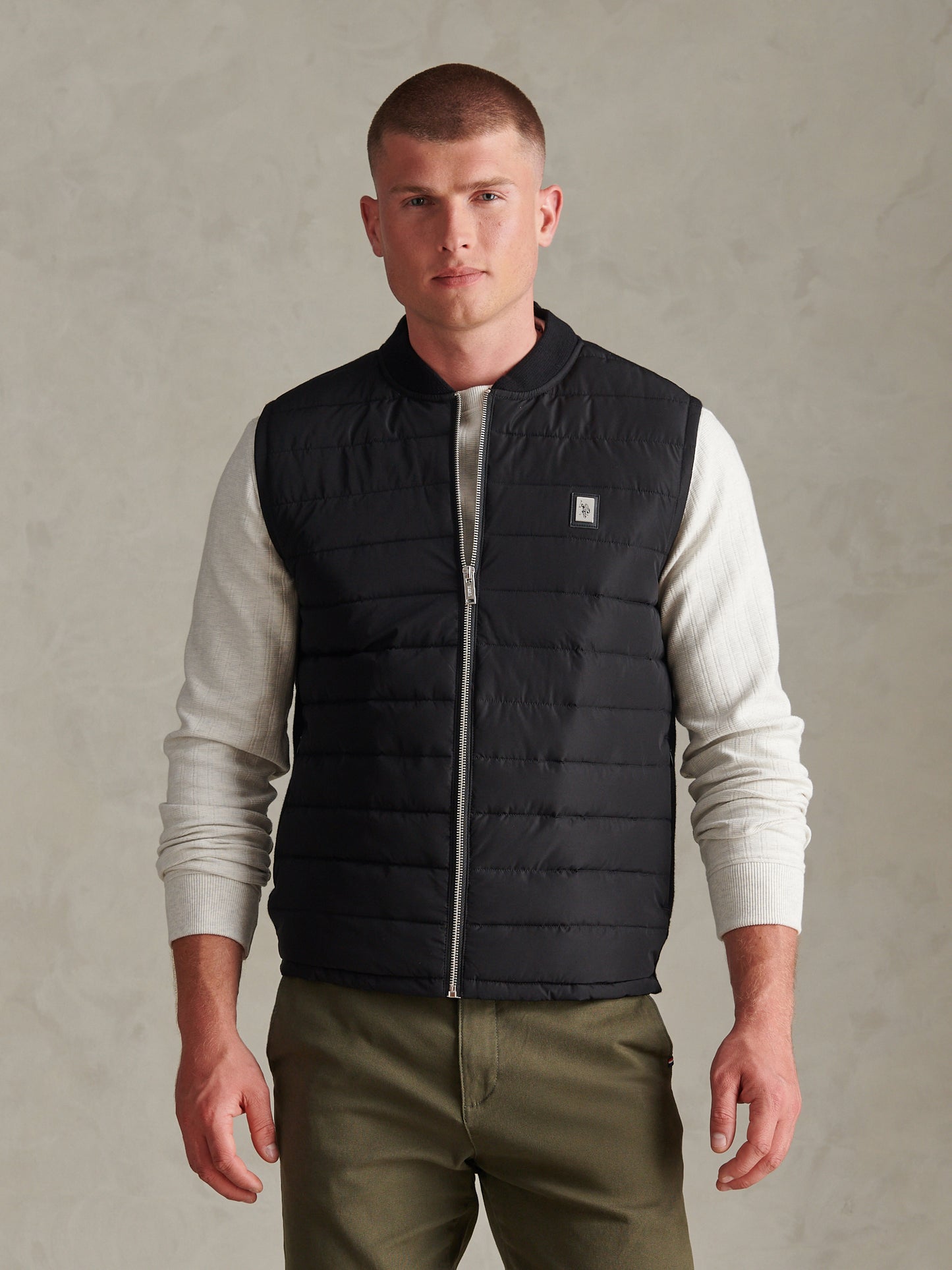 Mens Hybrid Quilted Knit Gilet Black