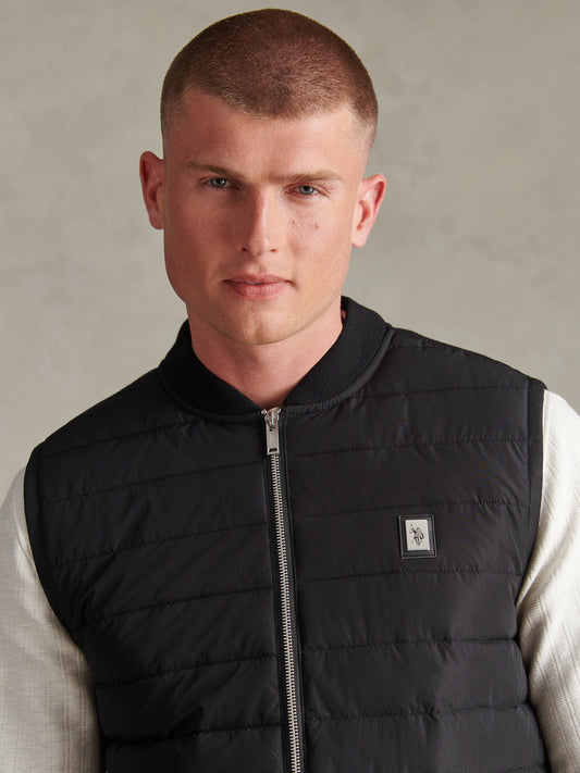Mens Hybrid Quilted Knit Gilet Black