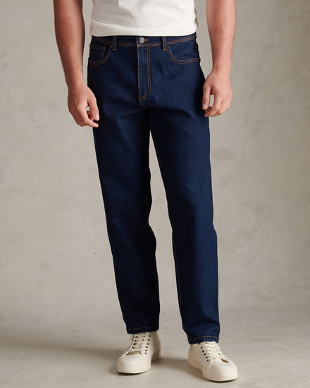 Mens Comfort Stretch Tapered Fit Jeans Rinse Wash