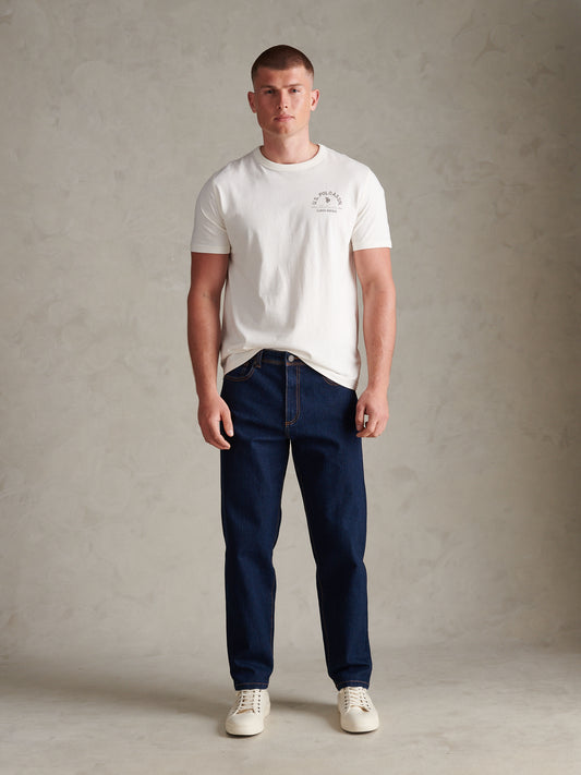 Mens Comfort Stretch Tapered Fit Jeans Rinse Wash