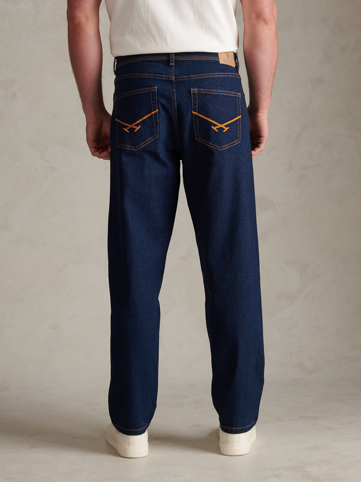 Mens Comfort Stretch Tapered Fit Jeans Rinse Wash
