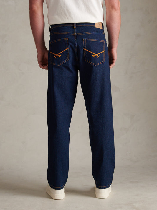 Mens Comfort Stretch Tapered Fit Jeans Rinse Wash