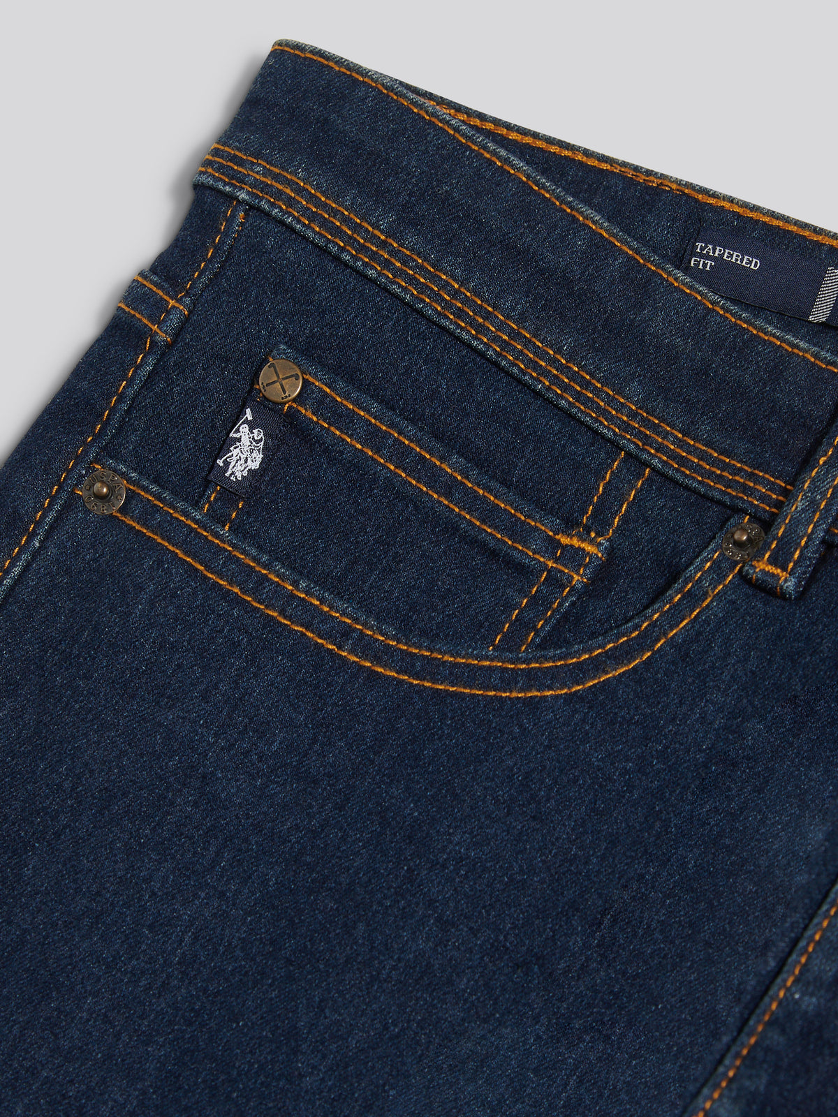 Mens Comfort Stretch Tapered Fit Jeans Rinse Wash