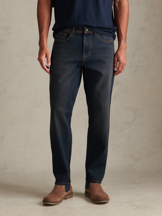 Mens Comfort Stretch Tapered Fit Jeans Blue Grey Wash