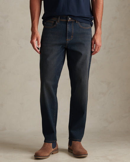 Mens Comfort Stretch Tapered Fit Jeans Blue Grey Wash