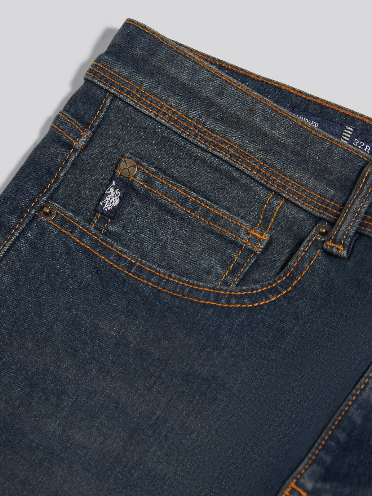 Mens Comfort Stretch Tapered Fit Jeans Blue Grey Wash