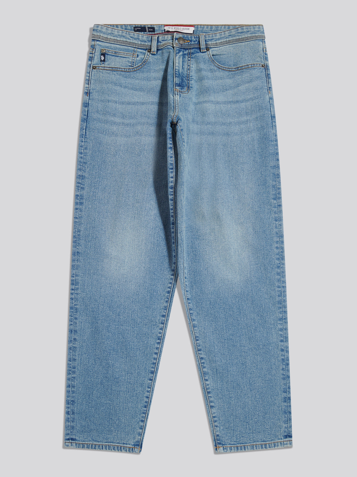 Mens Comfort Stretch Tapered Fit Jeans Worn Wash
