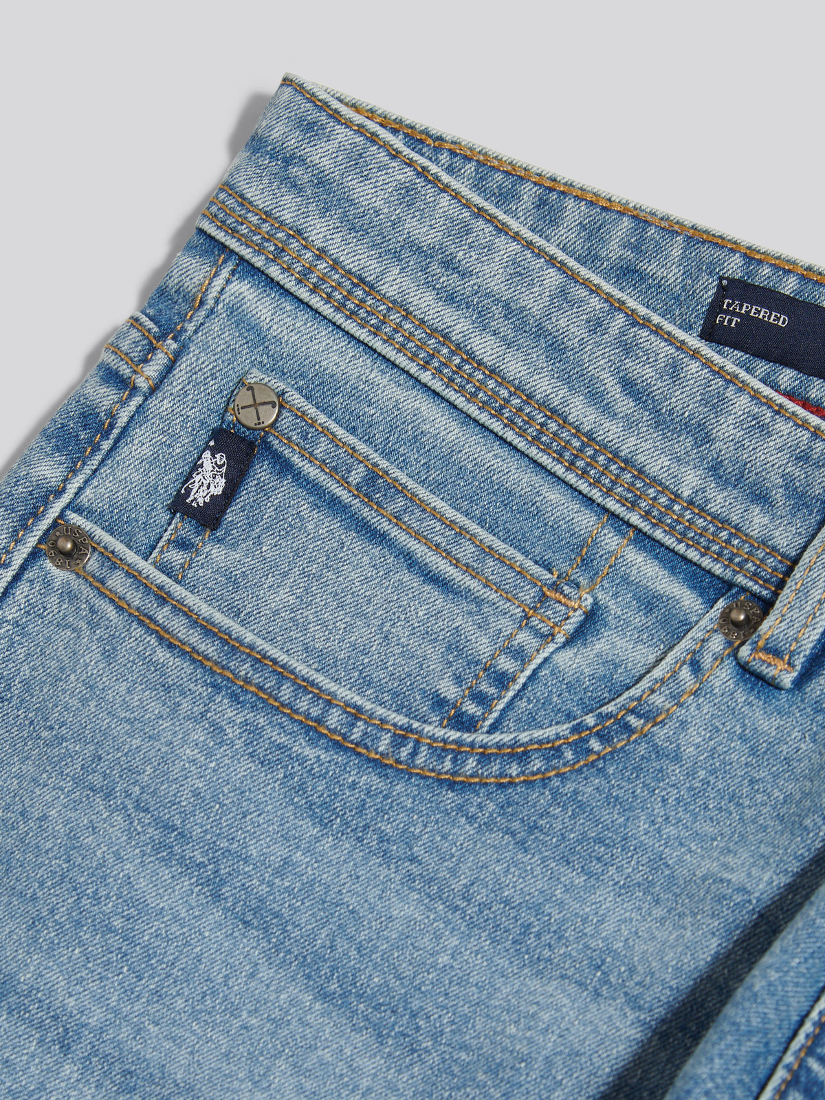 Mens Comfort Stretch Tapered Fit Jeans Worn Wash