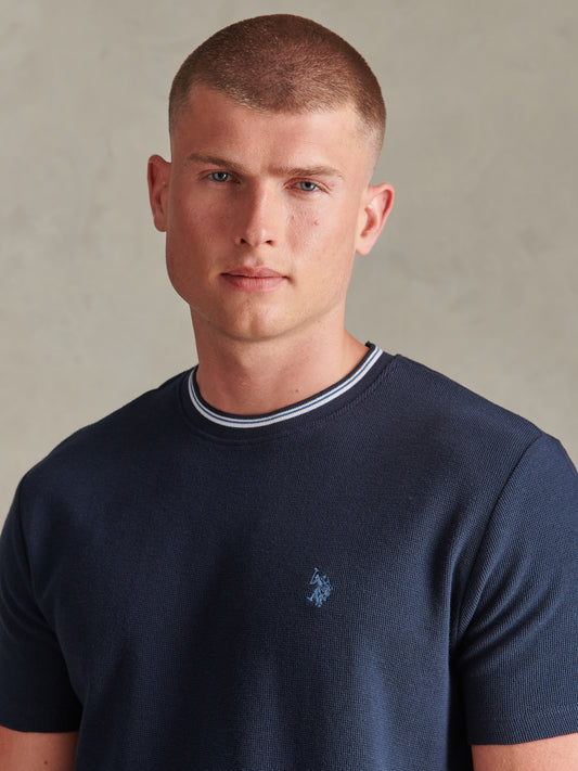 Smart Honeycomb Tipped Tshirt Dark Sapphire Navy / Moonlight Blue DHM