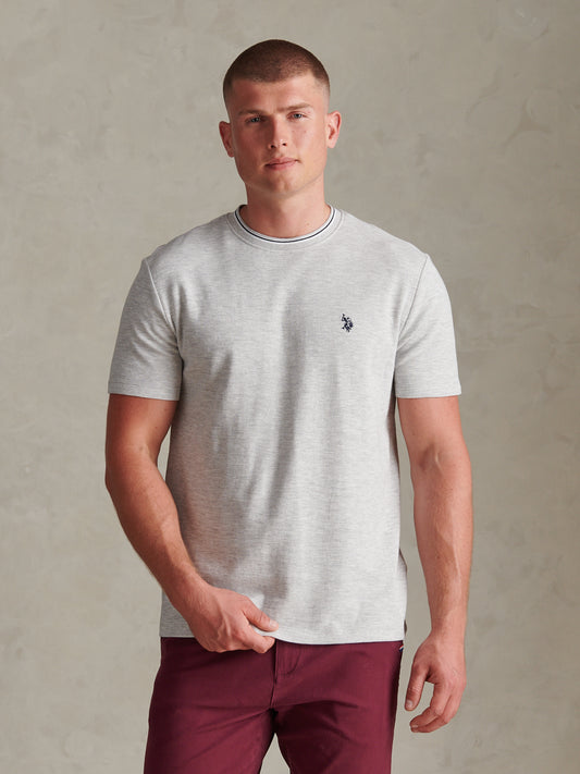 Smart Honeycomb Tipped Tshirt Light Grey Marl