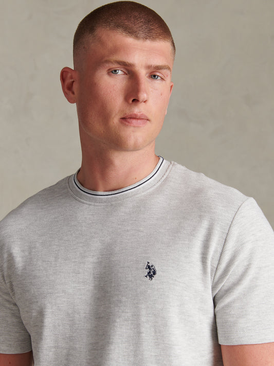 Smart Honeycomb Tipped Tshirt Light Grey Marl