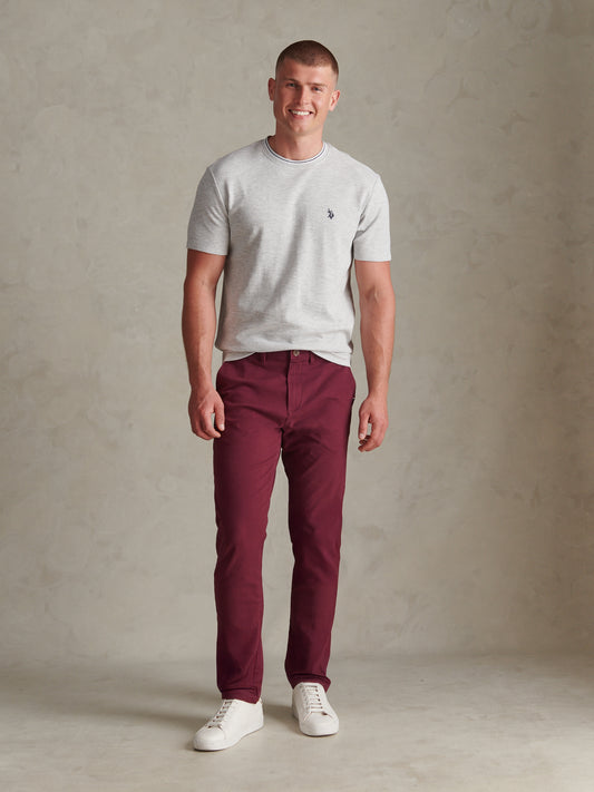 Smart Honeycomb Tipped Tshirt Light Grey Marl