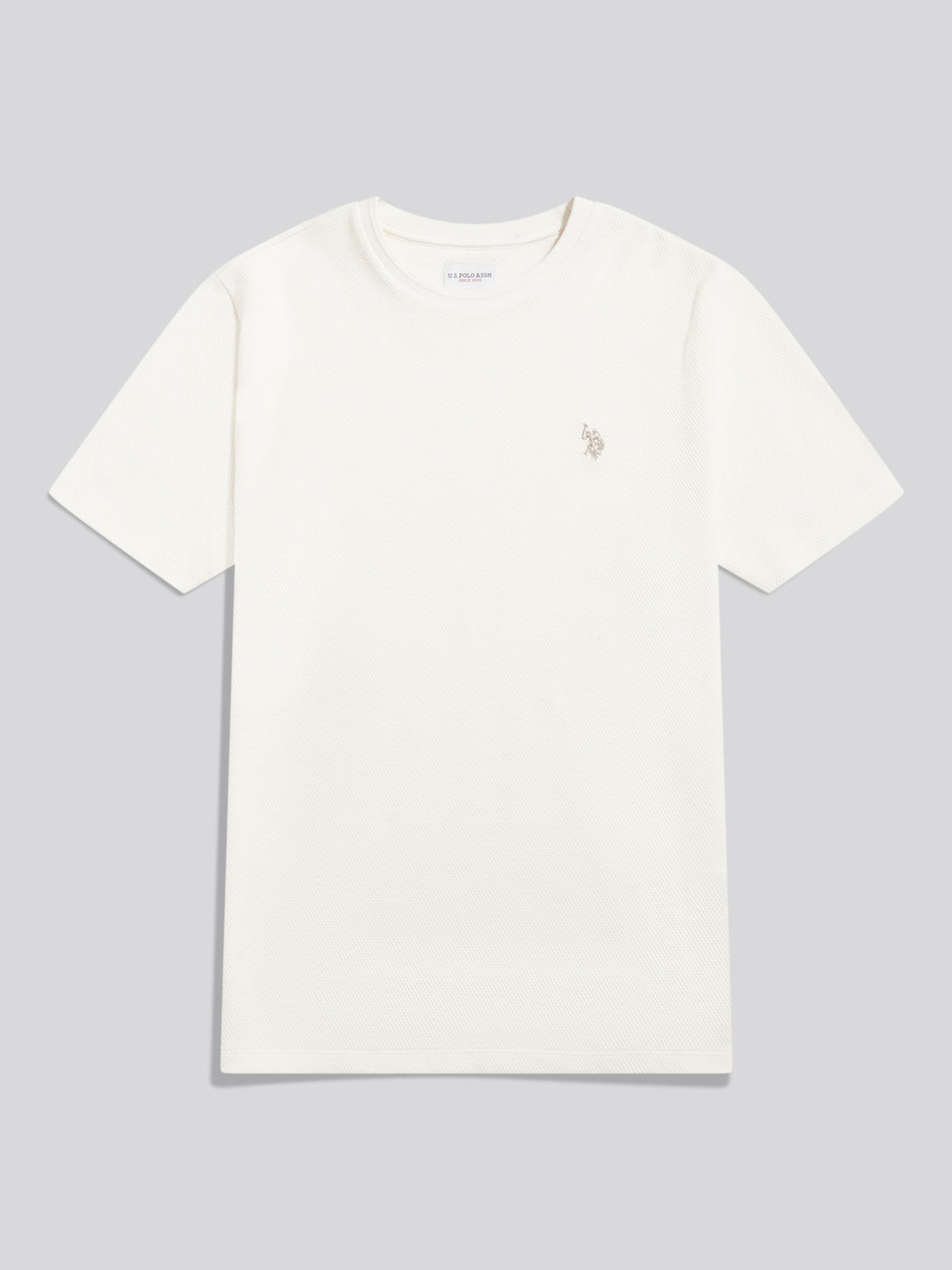 Mens Popcorn Texture Double Horsemen T-Shirt Whisper White