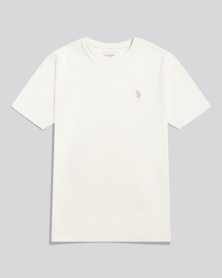 Mens Popcorn Texture Double Horsemen T-Shirt Whisper White
