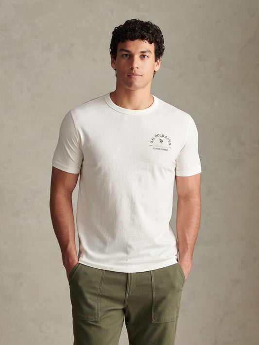 Mens Classic Heritage Front & Back Graphic T-Shirt Whisper White