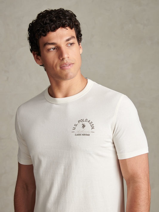 Mens Classic Heritage Front & Back Graphic T-Shirt Whisper White