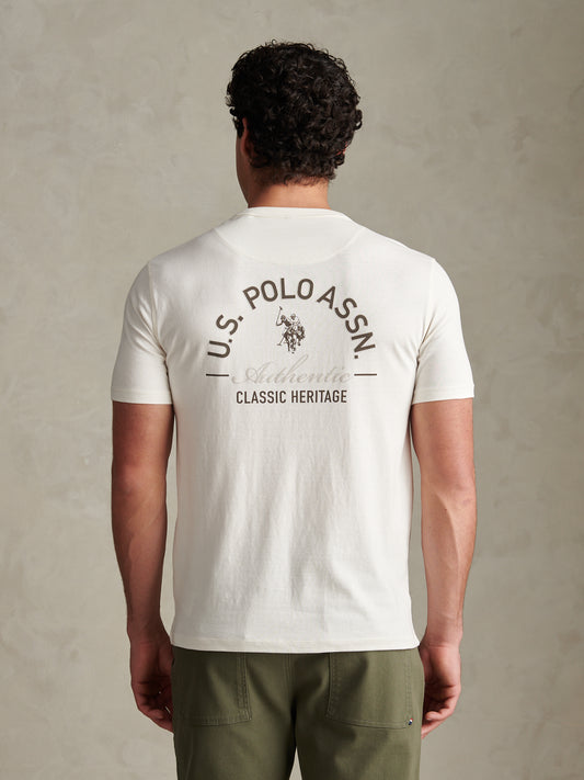 Mens Classic Heritage Front & Back Graphic T-Shirt Whisper White