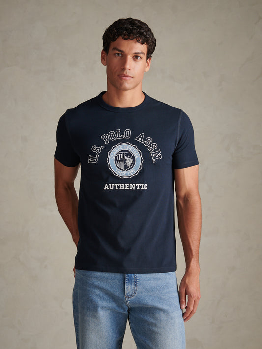 Mens Varsity Graphic T-Shirt Dark Sapphire Navy