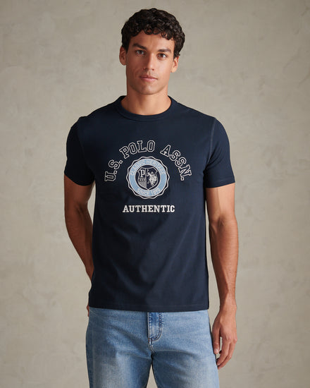 Mens Varsity Graphic T-Shirt Dark Sapphire Navy