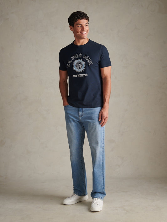 Mens Varsity Graphic T-Shirt Dark Sapphire Navy