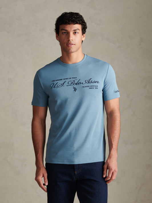Premium Script Interlock Tshirt Provinical Blue