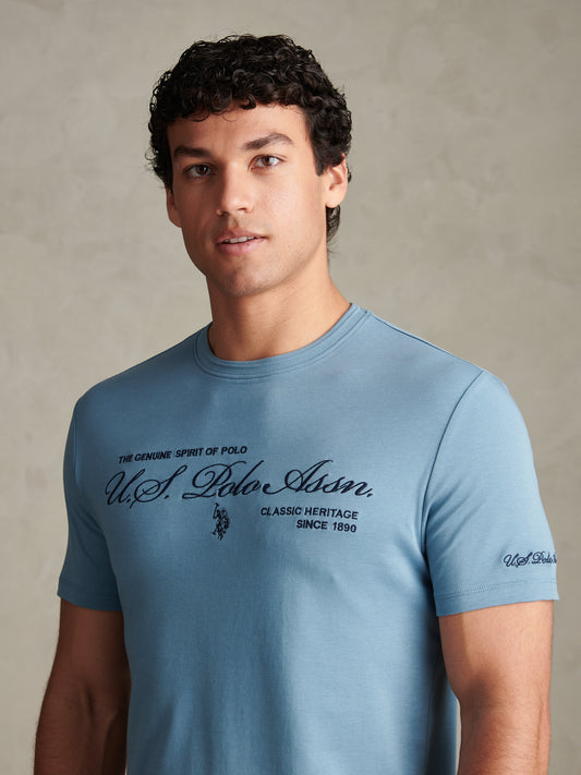 Premium Script Interlock Tshirt Provinical Blue