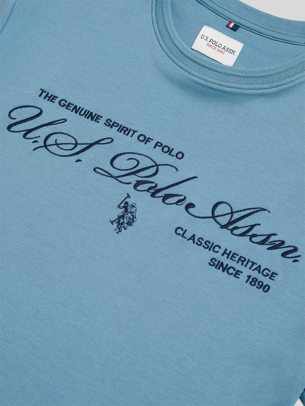 Mens Premium Script Embroidered T-Shirt Provinical Blue