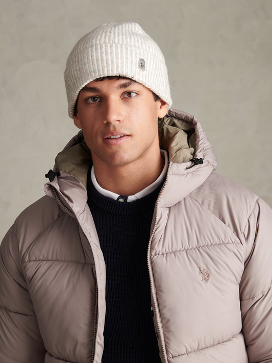 Mens Plated Rib Knit Beanie Nacreous Clouds