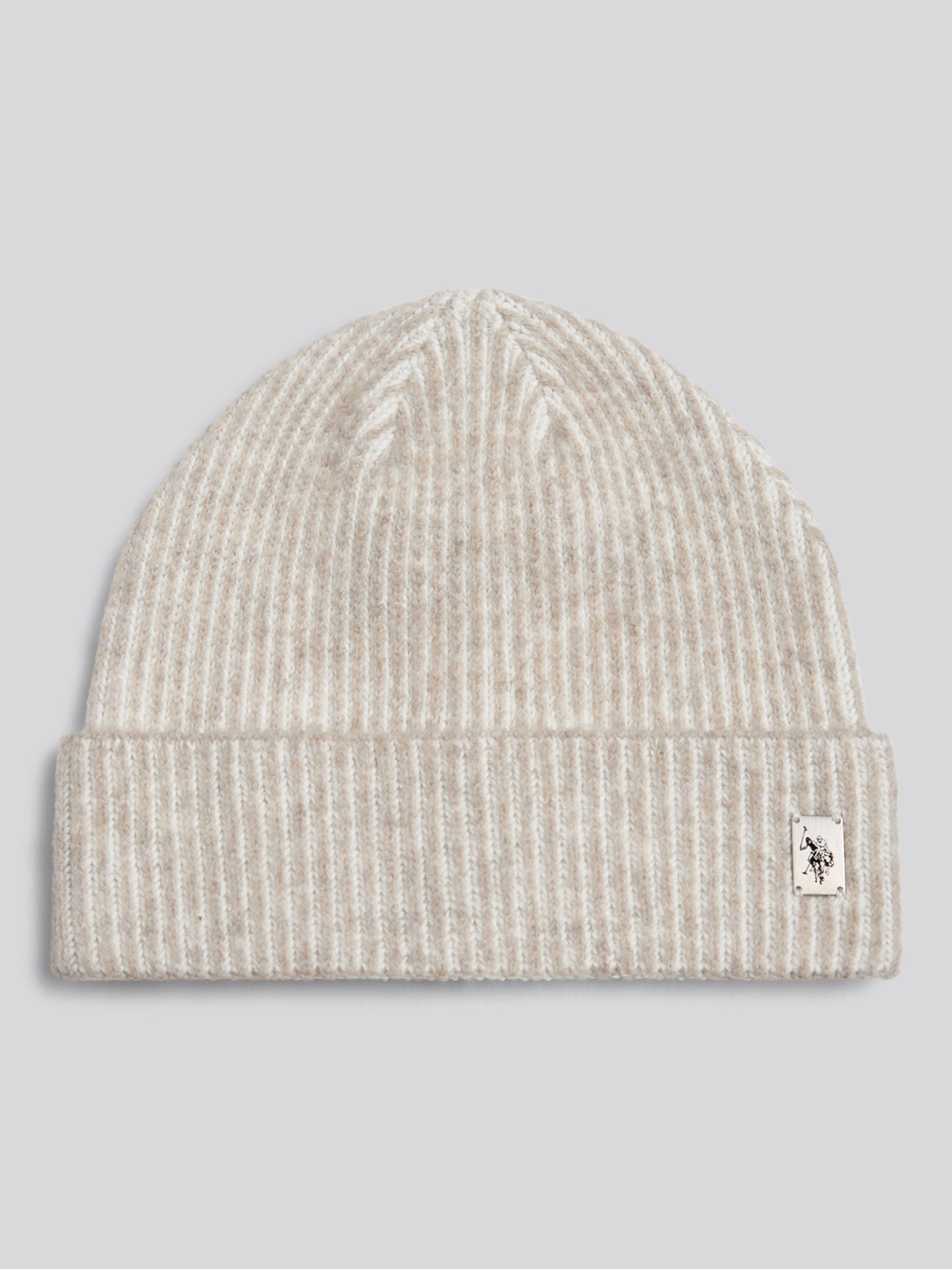 Mens Plated Rib Knit Beanie Nacreous Clouds