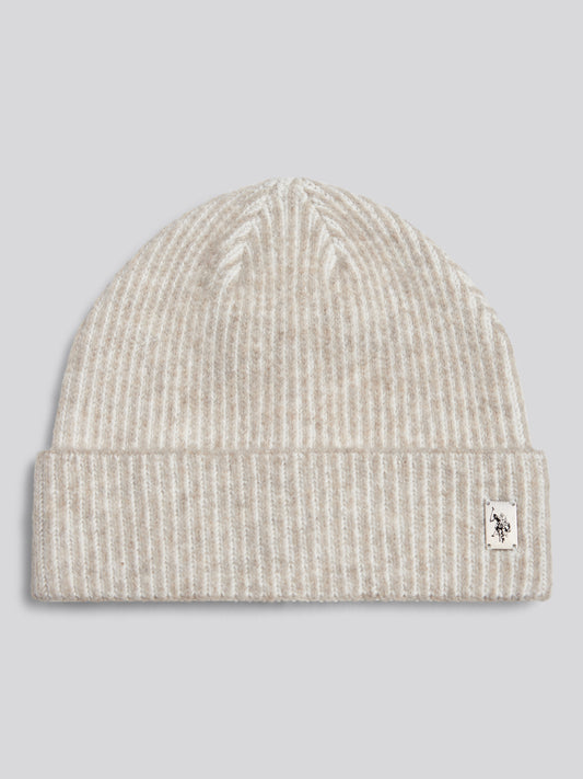 Mens Plated Rib Knit Beanie Nacreous Clouds