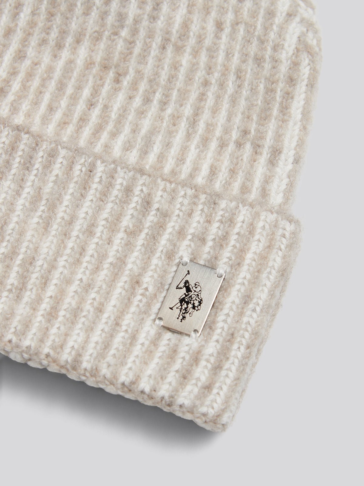 Mens Plated Rib Knit Beanie Nacreous Clouds