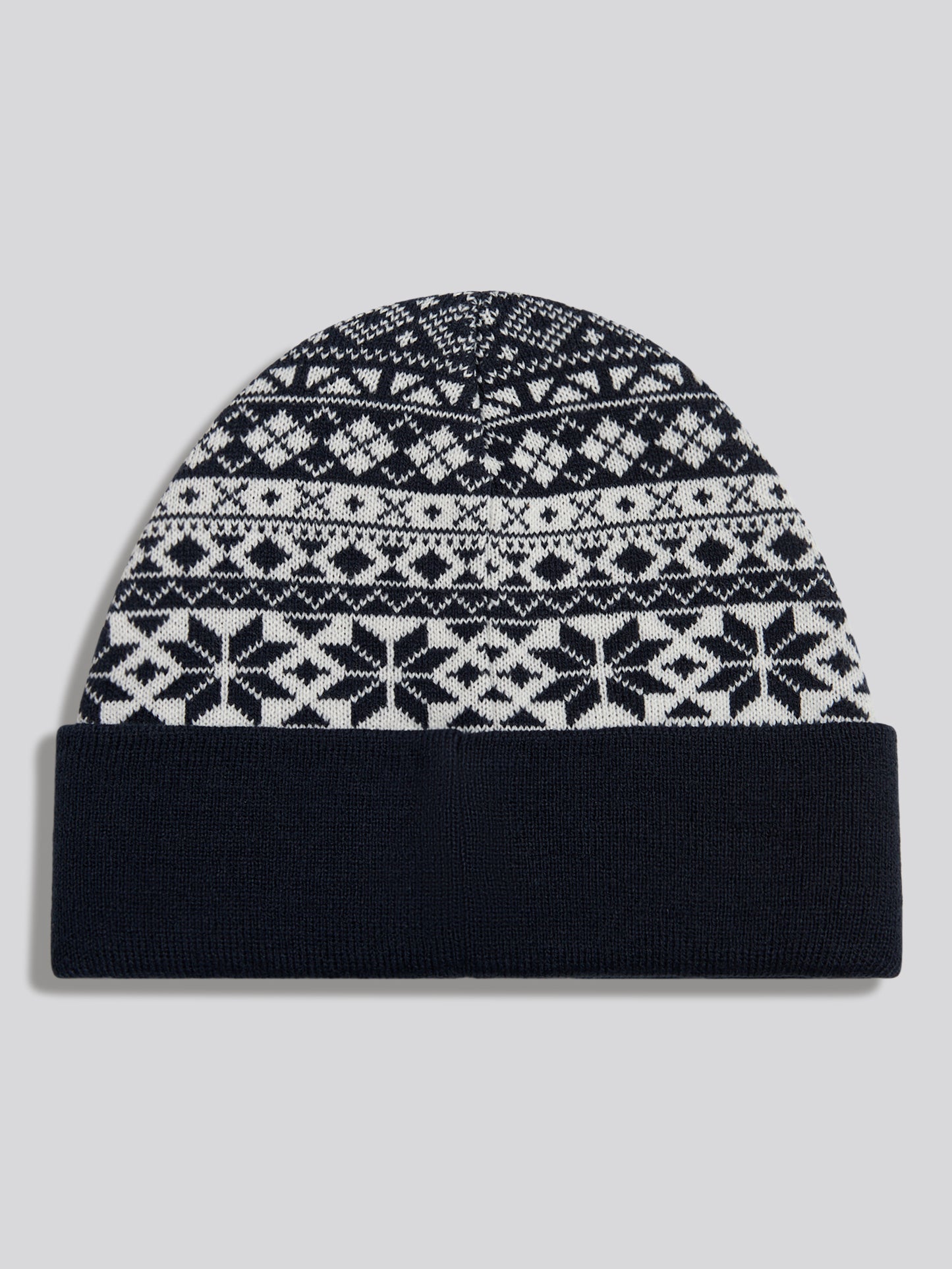 Mens Fair Isle Knit Beanie Dark Sapphire Navy