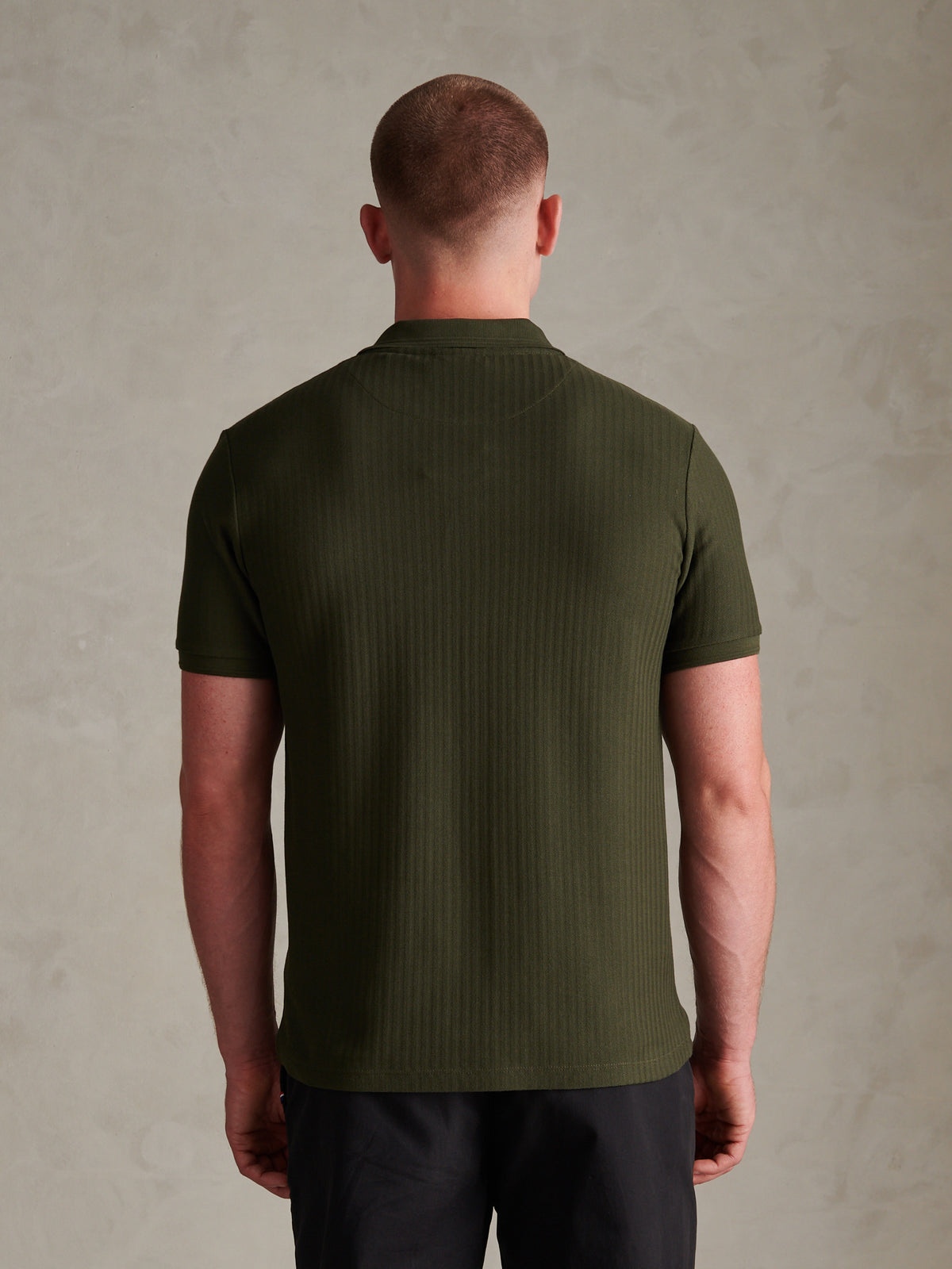 Mens Herringbone Texture Polo Shirt Forest Night