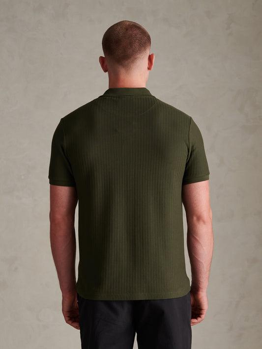 Herringbone Texture DHM SS Polo Forest Night