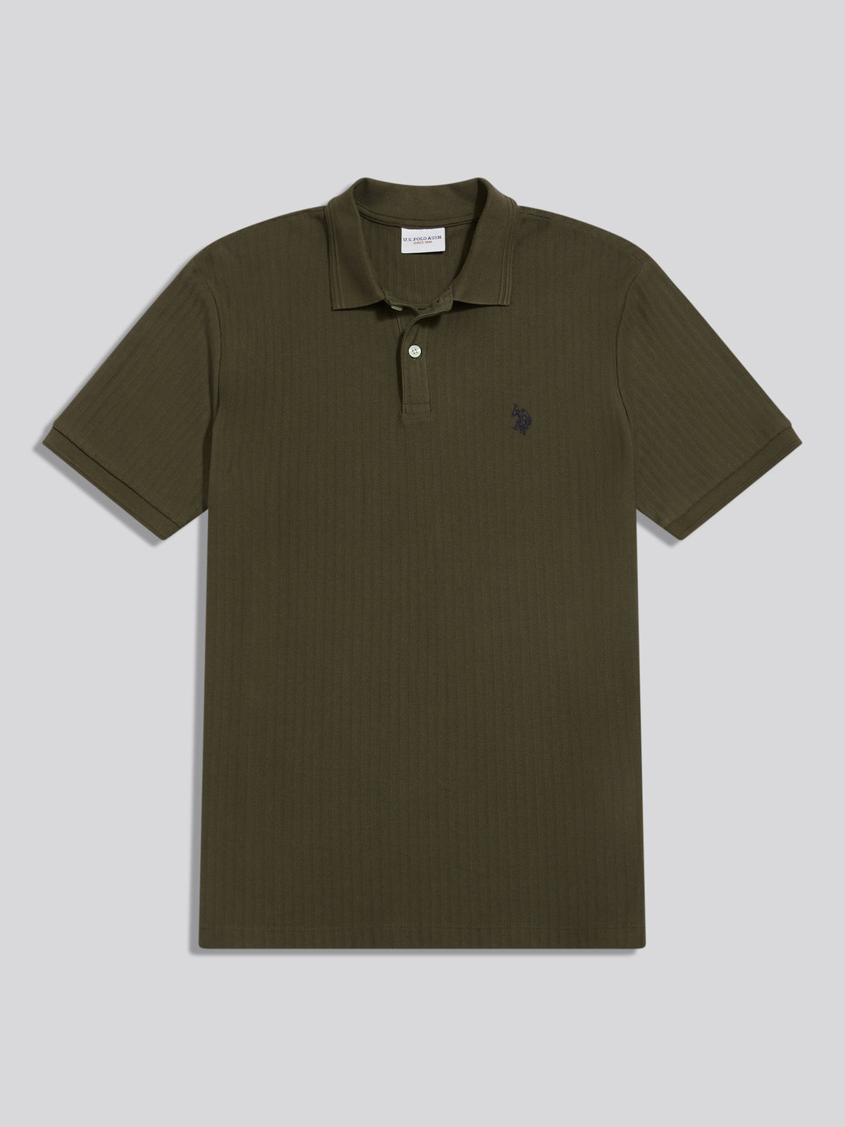 Mens Herringbone Texture Polo Shirt Forest Night