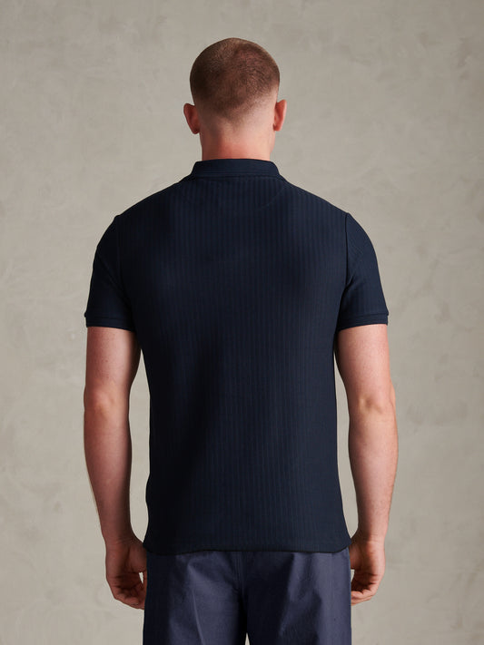 Herringbone Texture DHM SS Polo Dark Sapphire Navy / Moonlight Blue DHM