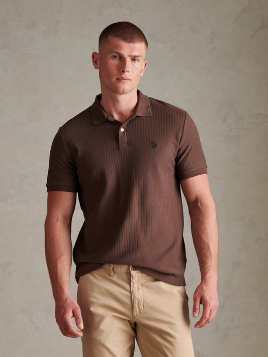 Herringbone Texture DHM SS Polo Bracken